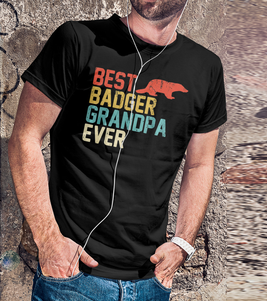 Best BADGER Grandpa Ever Retro T-Shirt