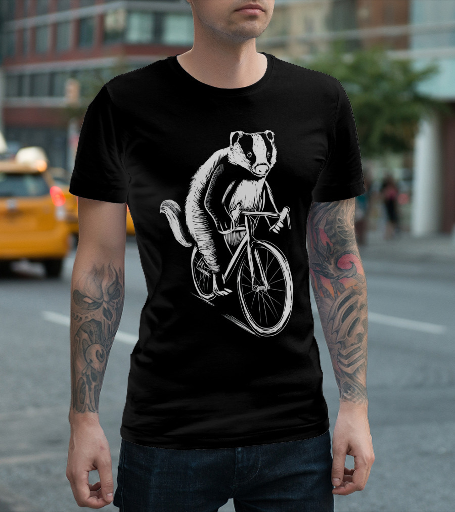 Badger Animal Bicycle Clothing Art Cyclist T-Shirt
