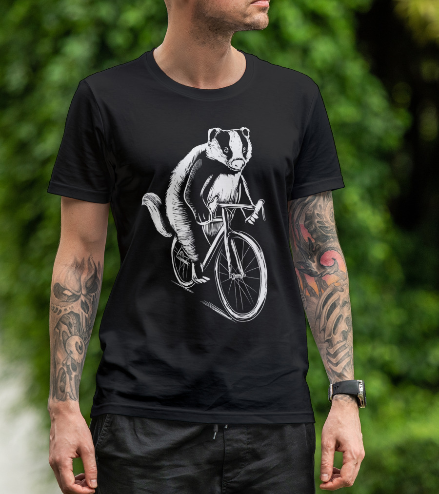 Badger Animal Bicycle Clothing Art Cyclist T-Shirt