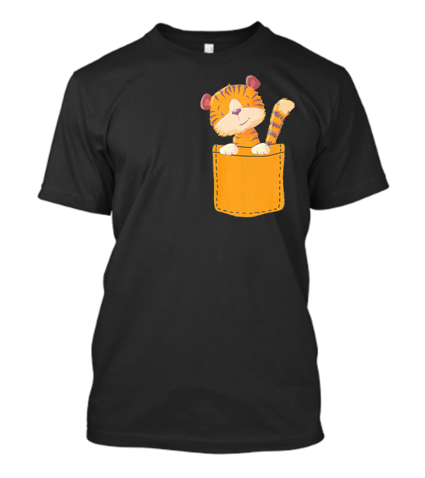 Cute Cartoon Tiger Inside Pocket T-Shirt