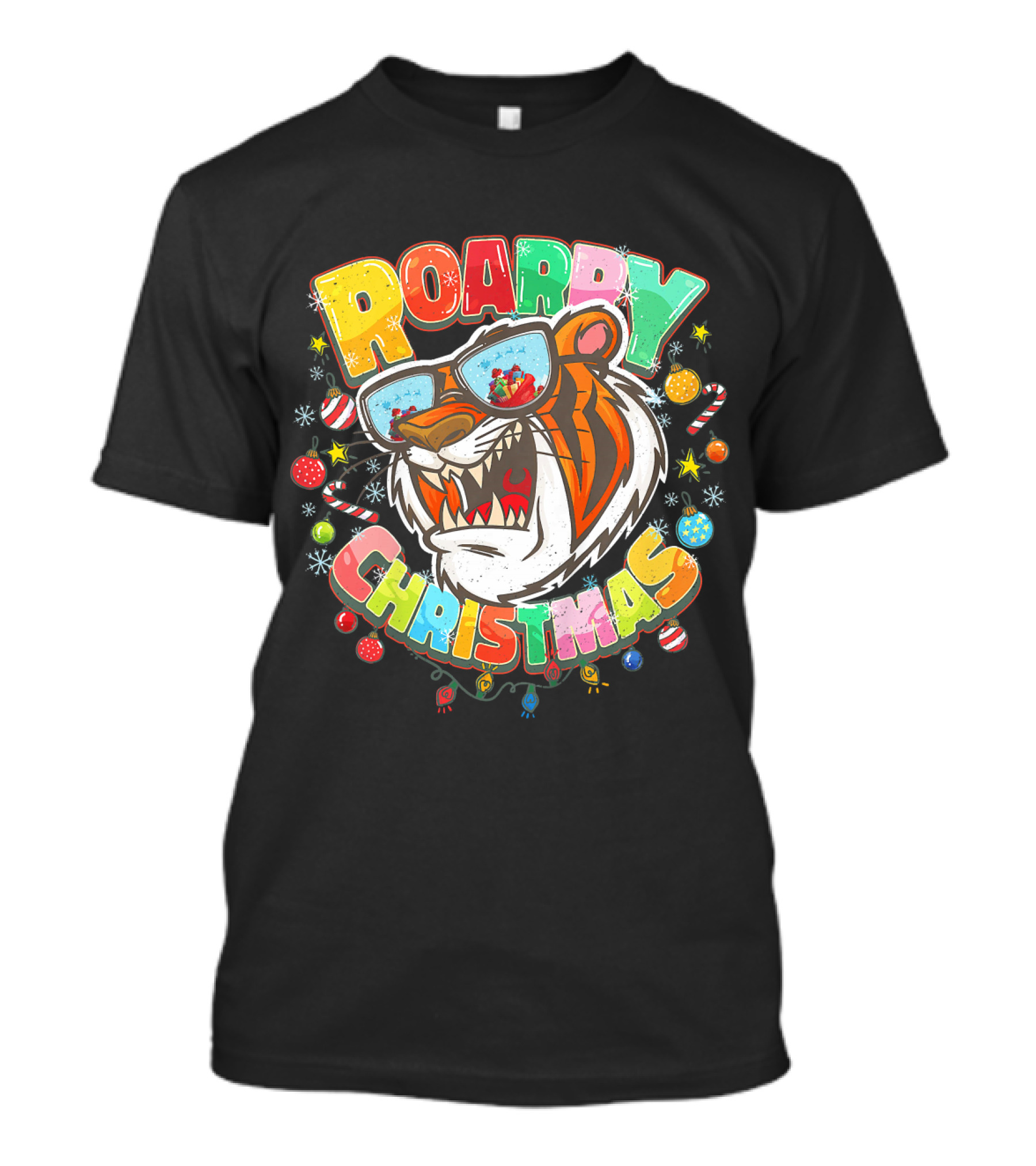 Roarry Christmas Kids Tiger Zoo Animals Holiday Fun T-Shirt