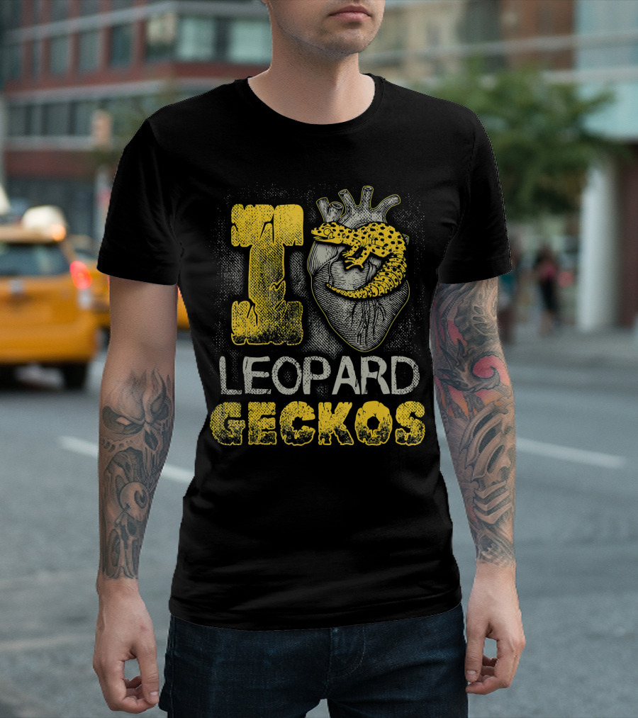 I LOVE LEOPARD GECKOS Heart Urban Style Pet Lizard T-Shirt