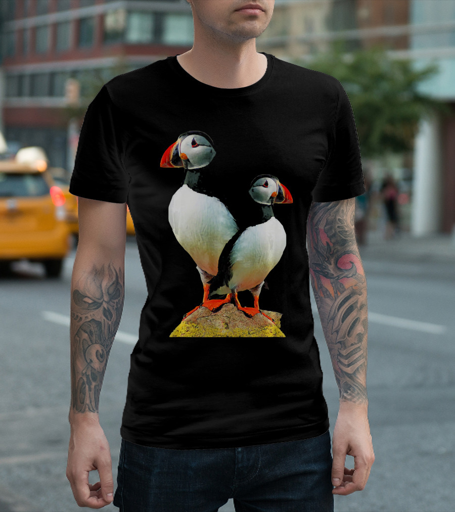 LetterTrunk Puffin Bird Beach Duo on Rock T-Shirt