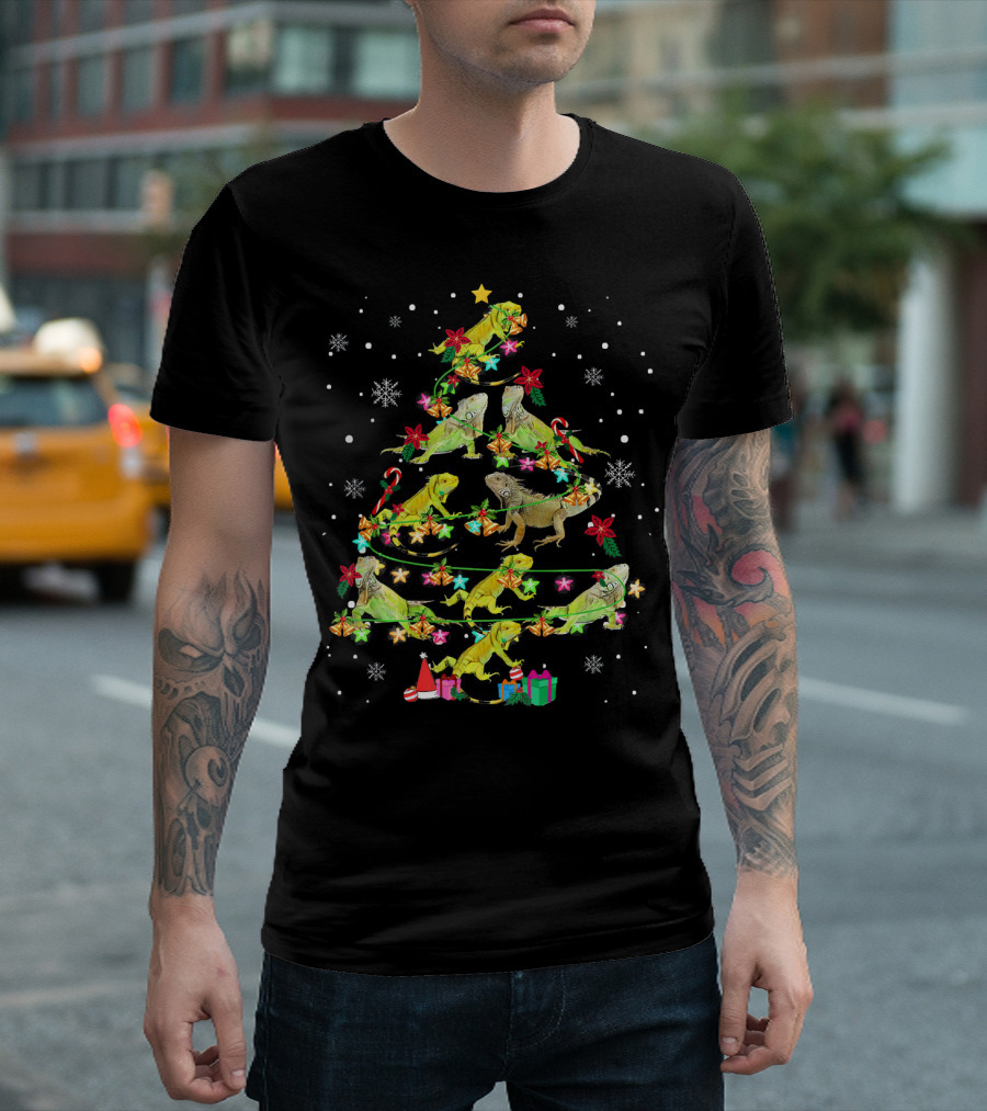 Iguana Christmas Tree Funny Reptile Holiday T-Shirt