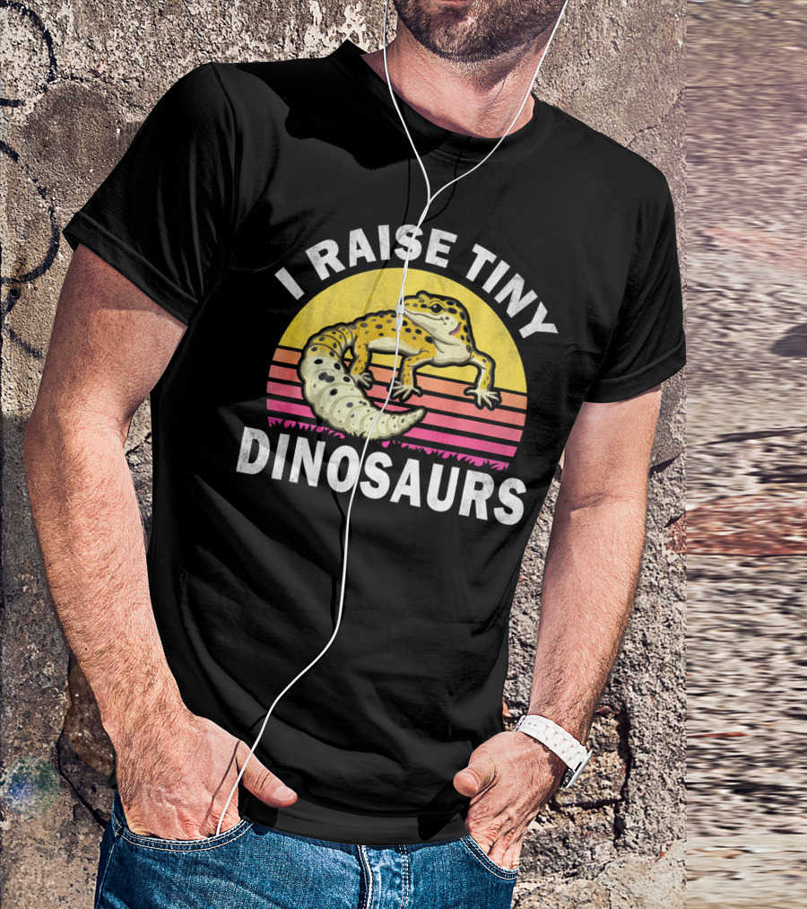 I Raise Tiny Dinosaurs Retro Leopard Gecko T-Shirt