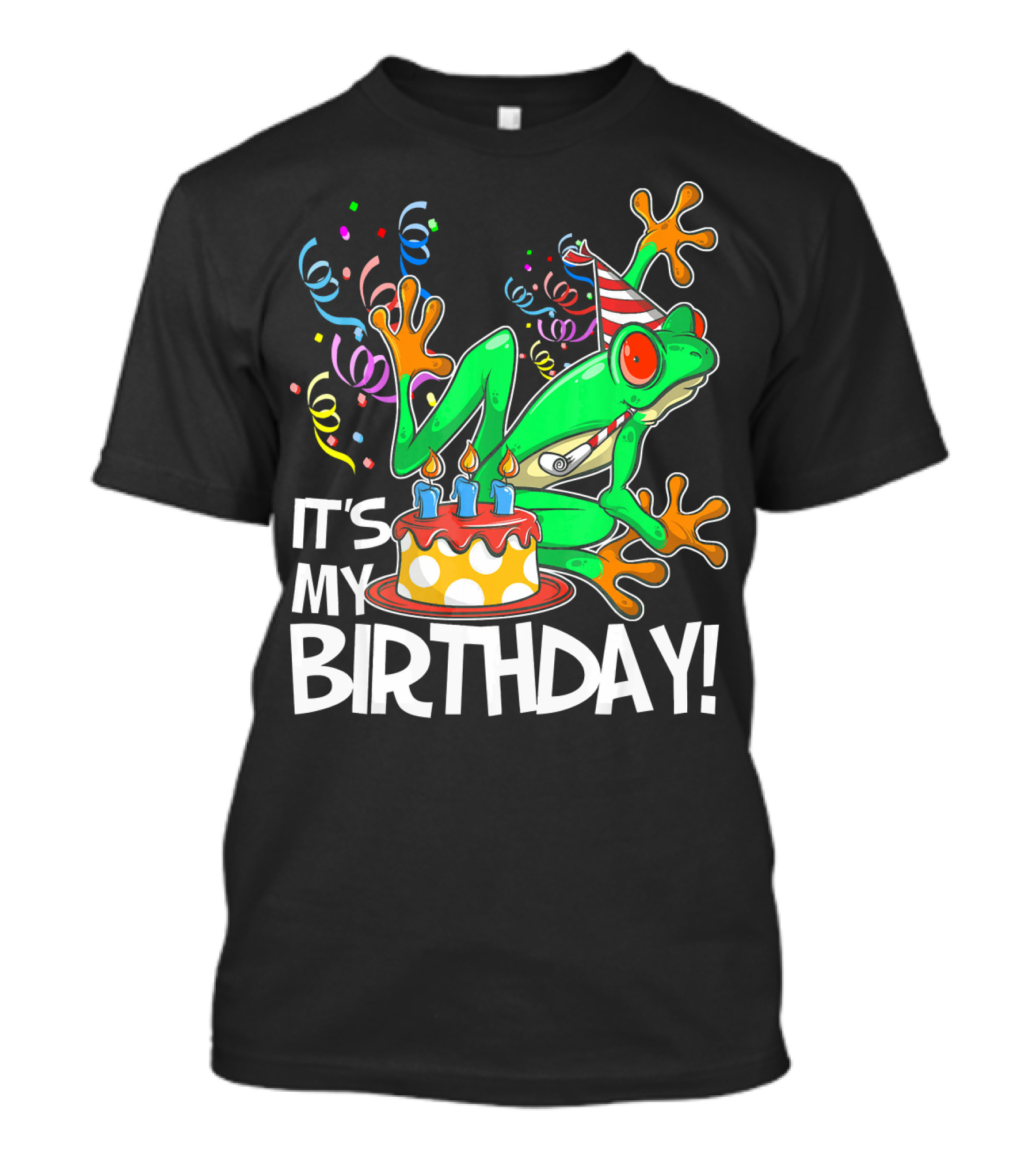 It's My Birthday Frog Party With Cake And Streamers T-Shirt