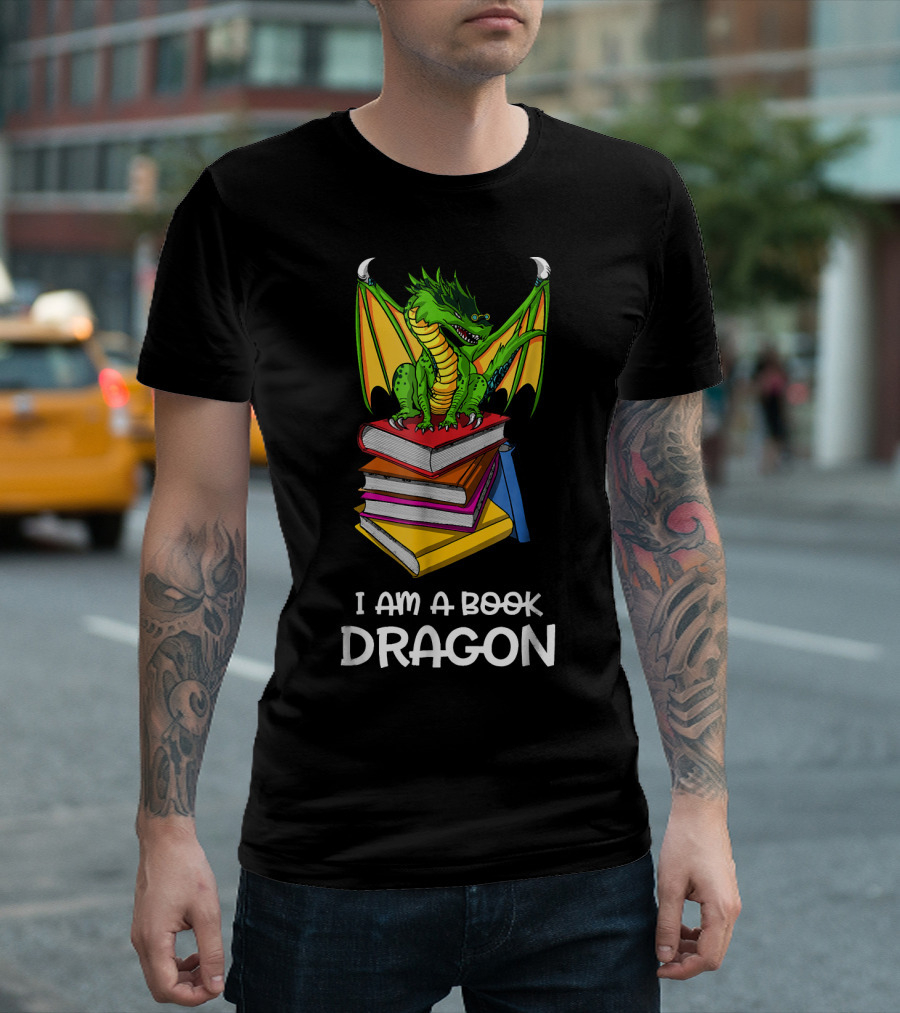 I Am A Book Dragon Funny Geek Book Dragon Reading T-Shirt