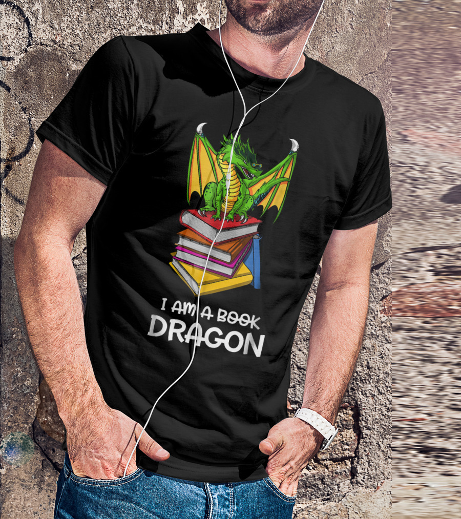 I Am A Book Dragon Funny Geek Book Dragon Reading T-Shirt