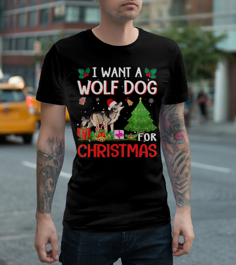 I Want A Wolf Dog For Christmas T-Shirt