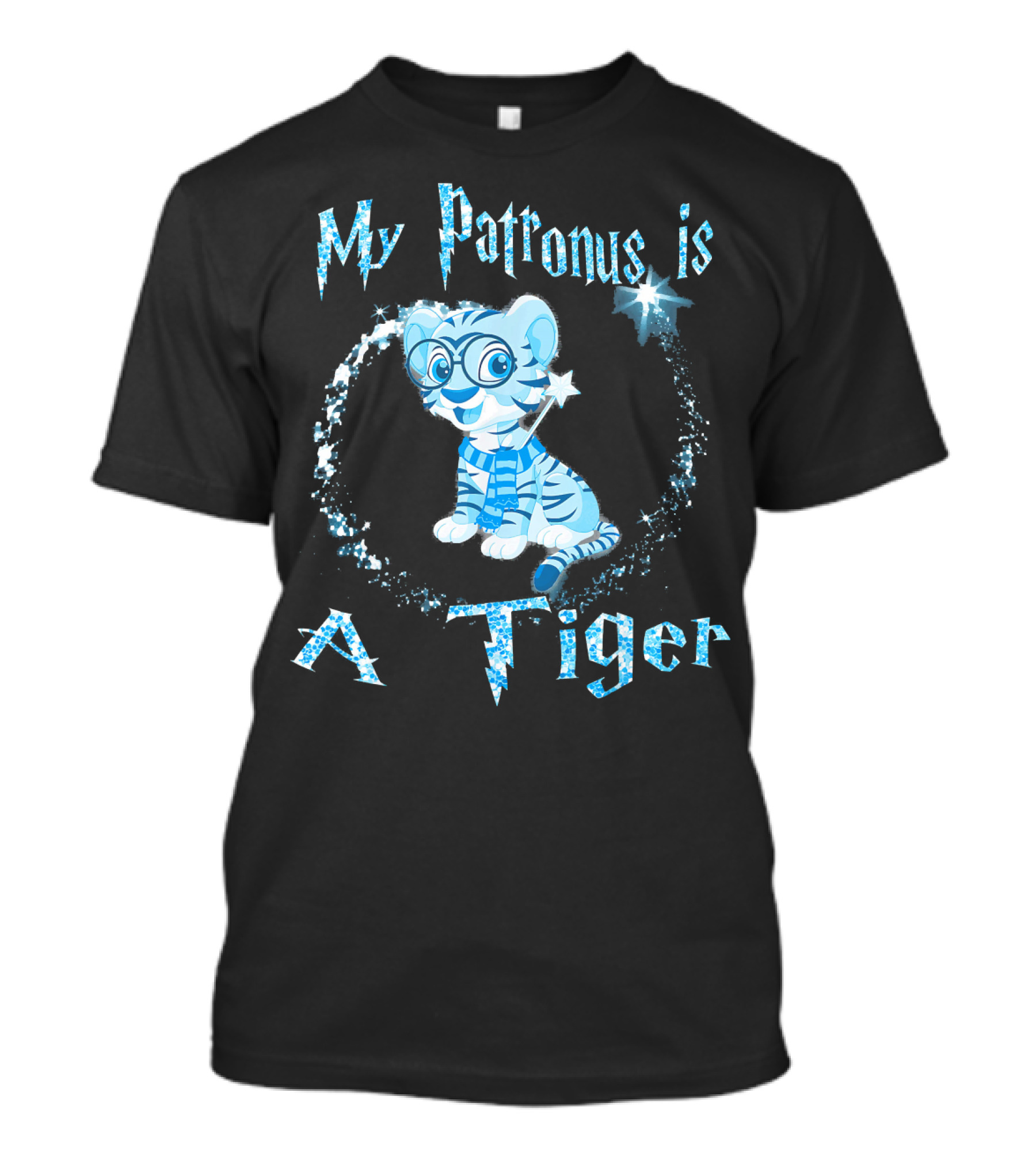 My Patronus Is A Tiger Magic Cute Wizard Tiger With Glasses T-Shirt