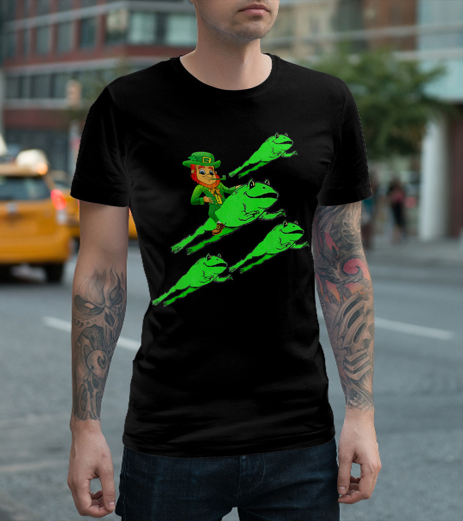 Leprechaun Riding a Frog St Pat Frogs St Patricks Day T-Shirt