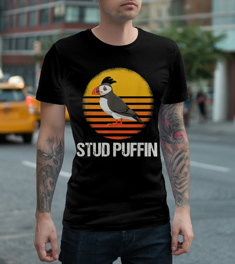 Stud Puffin Funny Mens Seabird Muffin T-Shirt