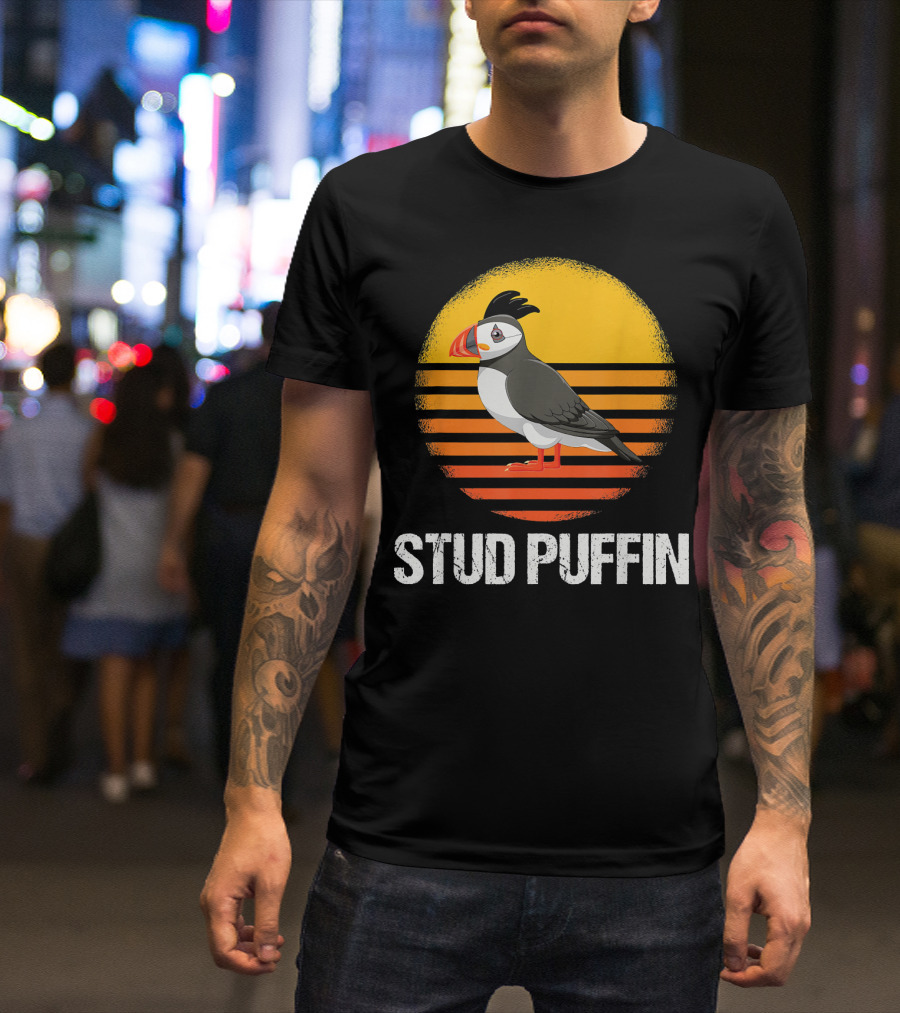 Stud Puffin Funny Mens Seabird Muffin T-Shirt