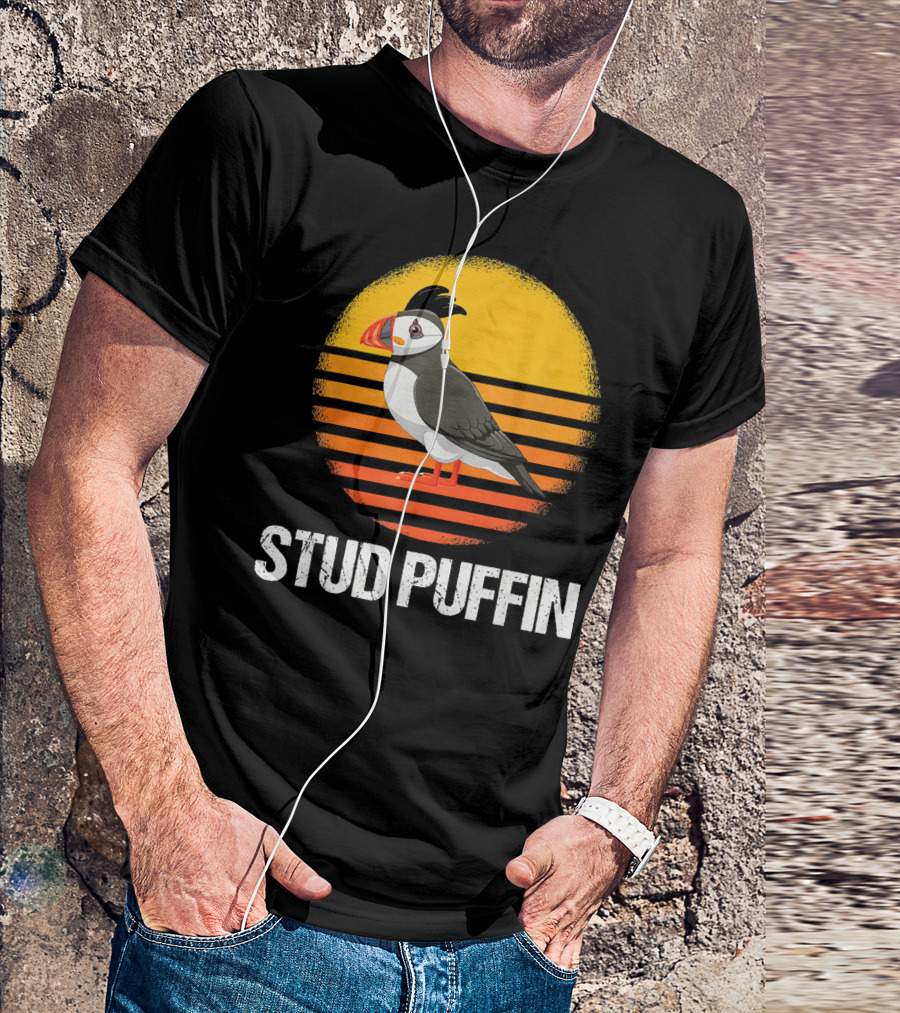 Stud Puffin Funny Mens Seabird Muffin T-Shirt