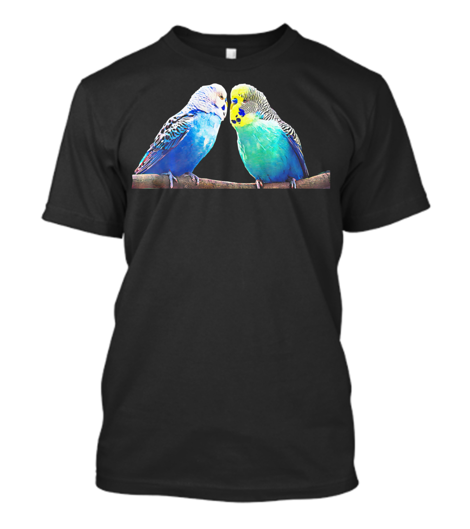 LetterTrunk Budgerigar Parakeet Budgie Pair On Branch T-Shirt