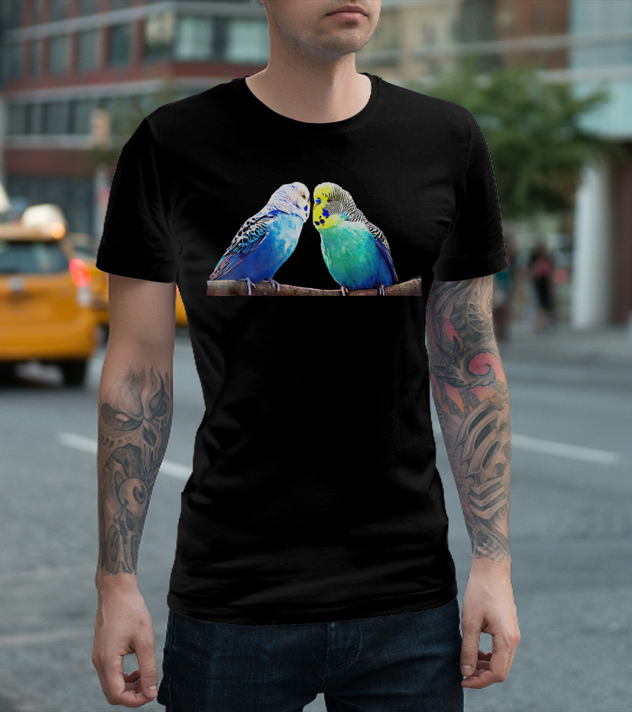 LetterTrunk Budgerigar Parakeet Budgie Pair On Branch T-Shirt
