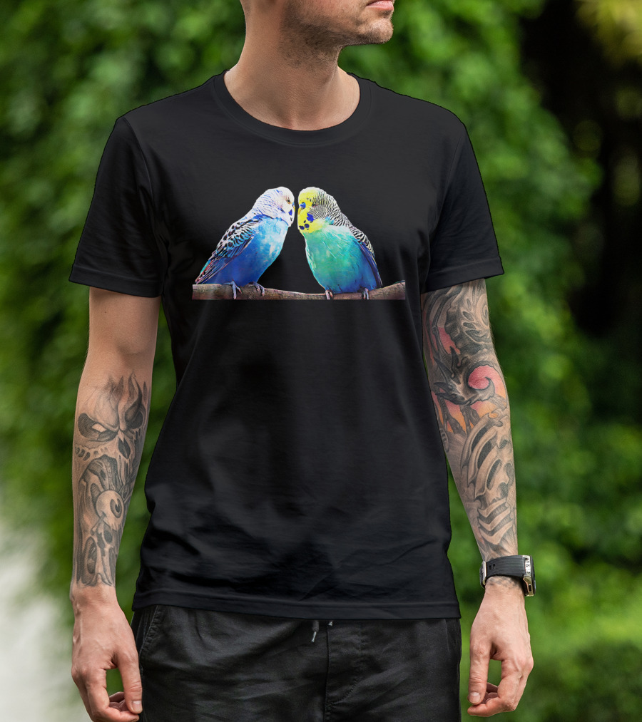 LetterTrunk Budgerigar Parakeet Budgie Pair On Branch T-Shirt