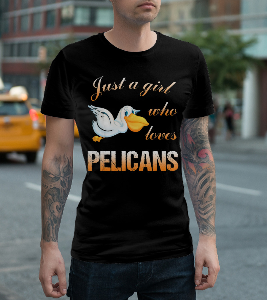 Just A Girl Who Loves Pelicans Pelican Drawing T-Shirt