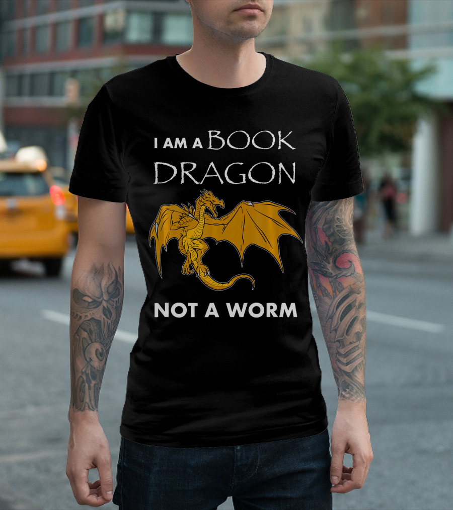 I AM A Book Dragon Not A Worm Flying Dragon T-Shirt