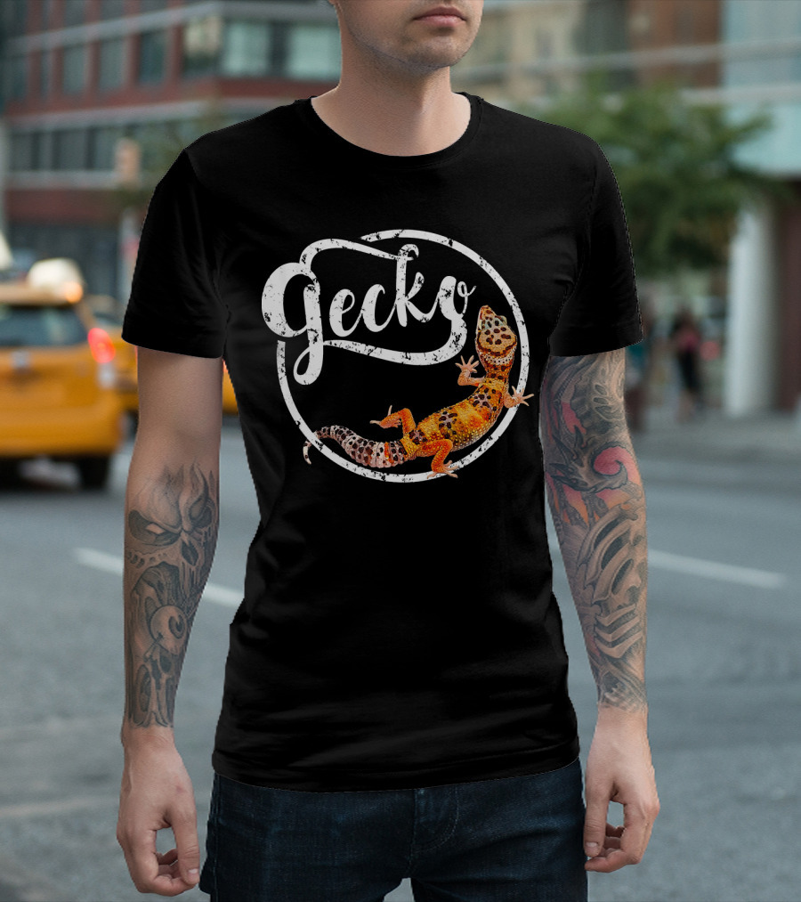Gecko Circle Leopard Gecko Owner Geometric Lizard T-Shirt