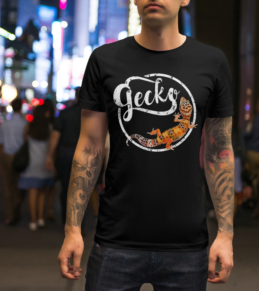Gecko Circle Leopard Gecko Owner Geometric Lizard T-Shirt