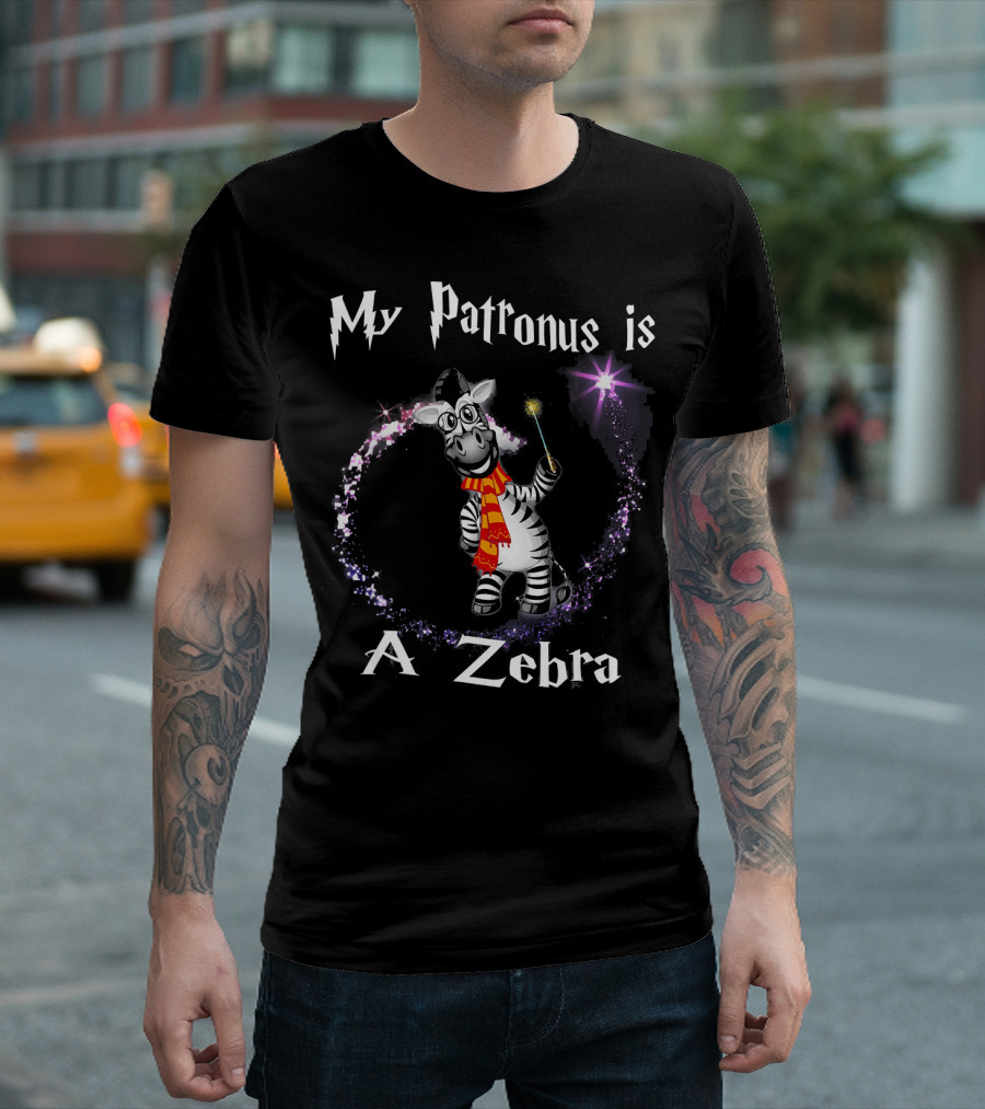 My Patronus is a Zebra Magic Wand Zebra Wearing Scarf T-Shirt