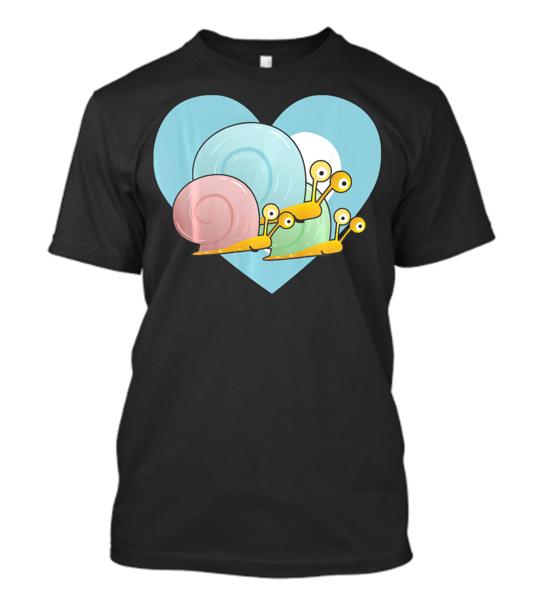 Love Snails Cute Heart Snail Trio On Blue Heart T-Shirt