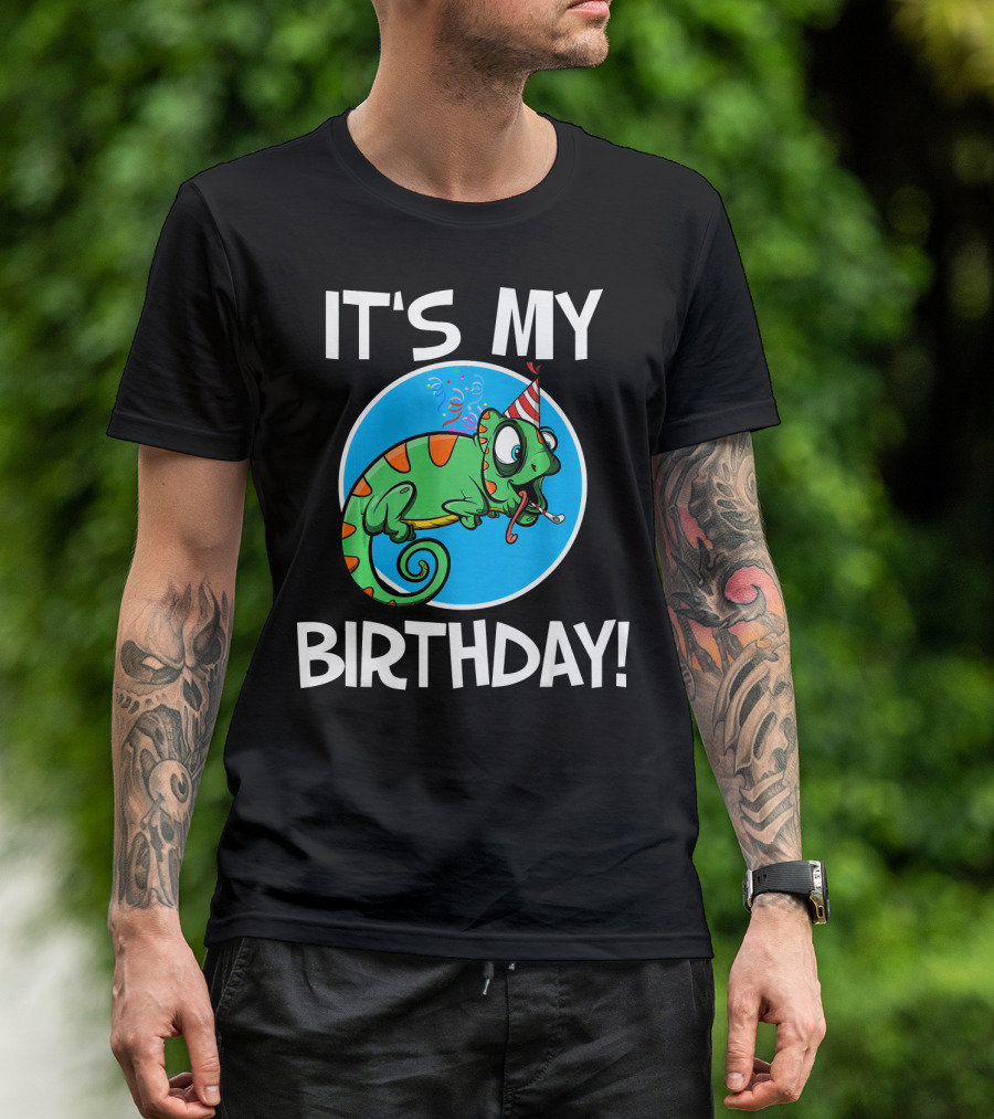 IT'S MY BIRTHDAY Cute Iguana With Party Hat T-Shirt