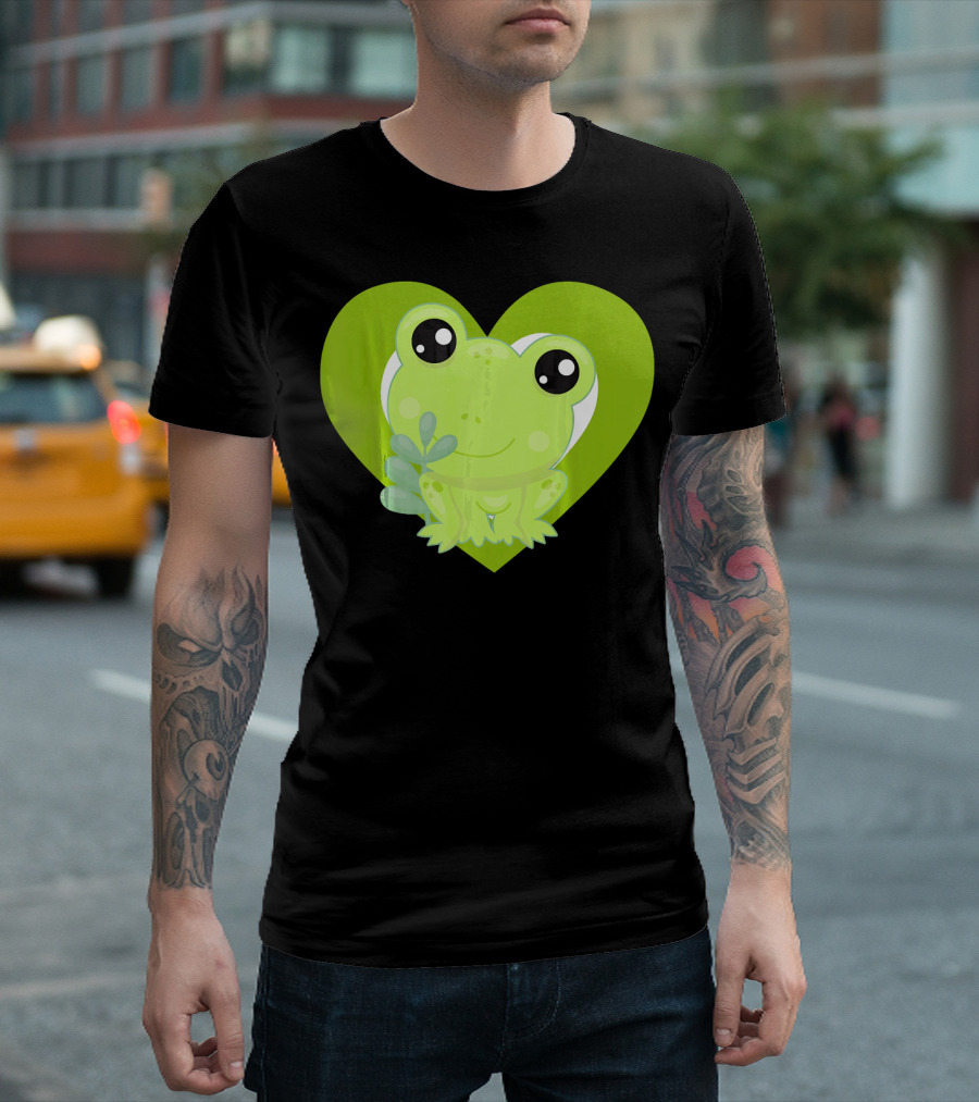 Cute Kawaii Love Frogs Heart T-Shirt