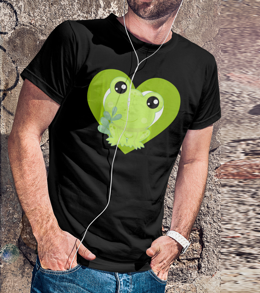 Cute Kawaii Love Frogs Heart T-Shirt