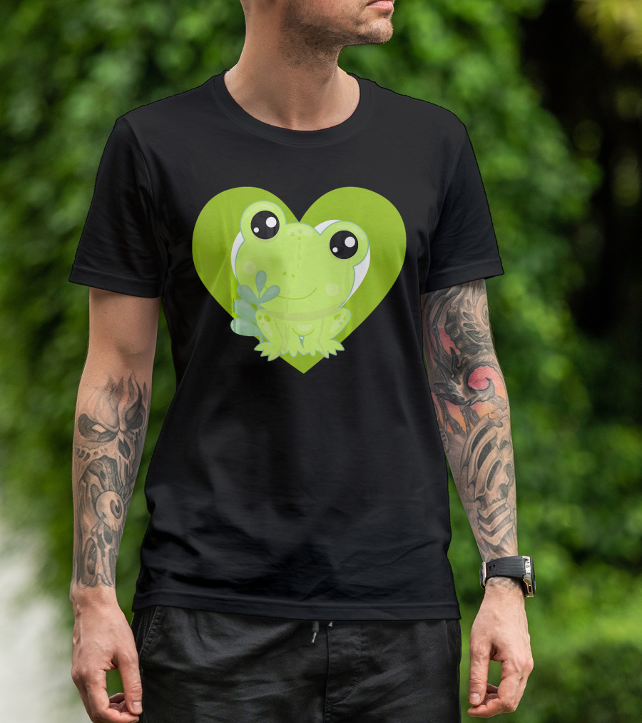 Cute Kawaii Love Frogs Heart T-Shirt