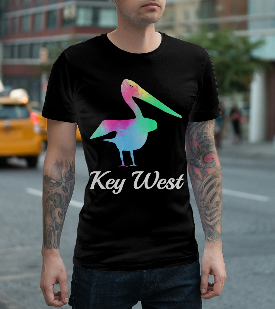 Key West Colorful Pelican Family Vacation T-Shirt
