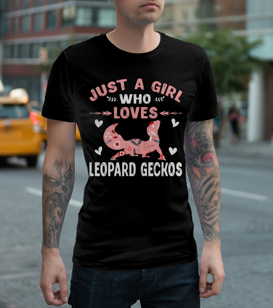 Just A Girl Who Loves Leopard Geckos Hearts Floral T-Shirt