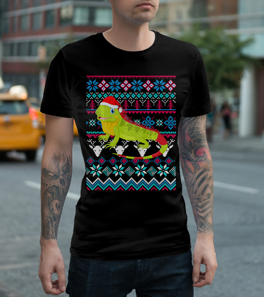 Merry Christmas Funny Iguana Ugly Sweater Holiday T-Shirt