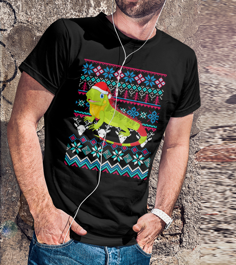 Merry Christmas Funny Iguana Ugly Sweater Holiday T-Shirt