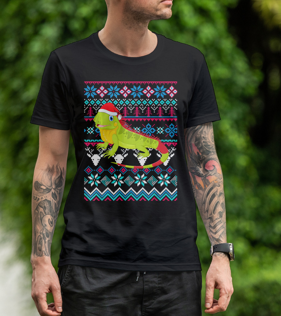 Merry Christmas Funny Iguana Ugly Sweater Holiday T-Shirt