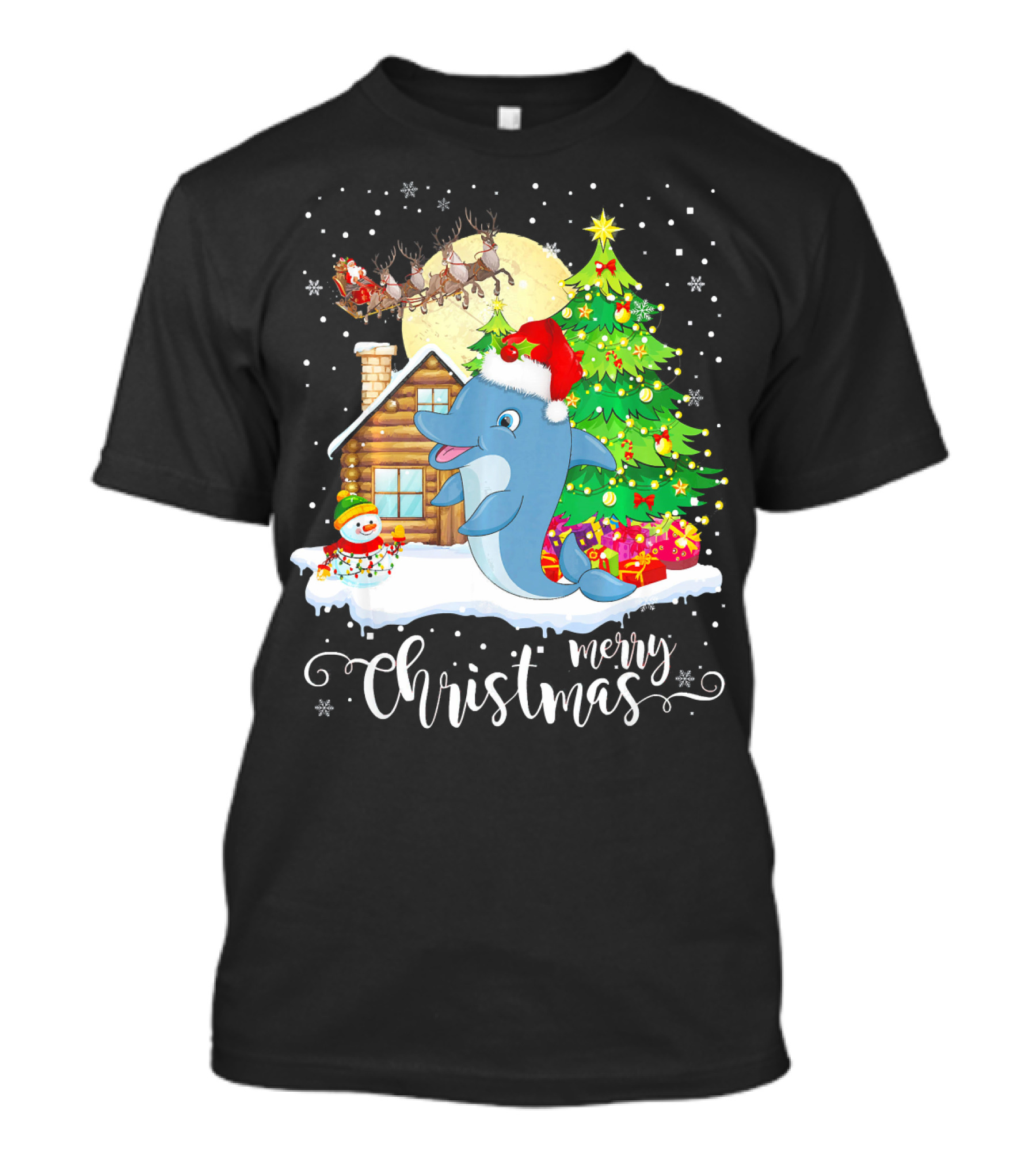 Merry Christmas Funny Cute Dolphin Lover T-Shirt