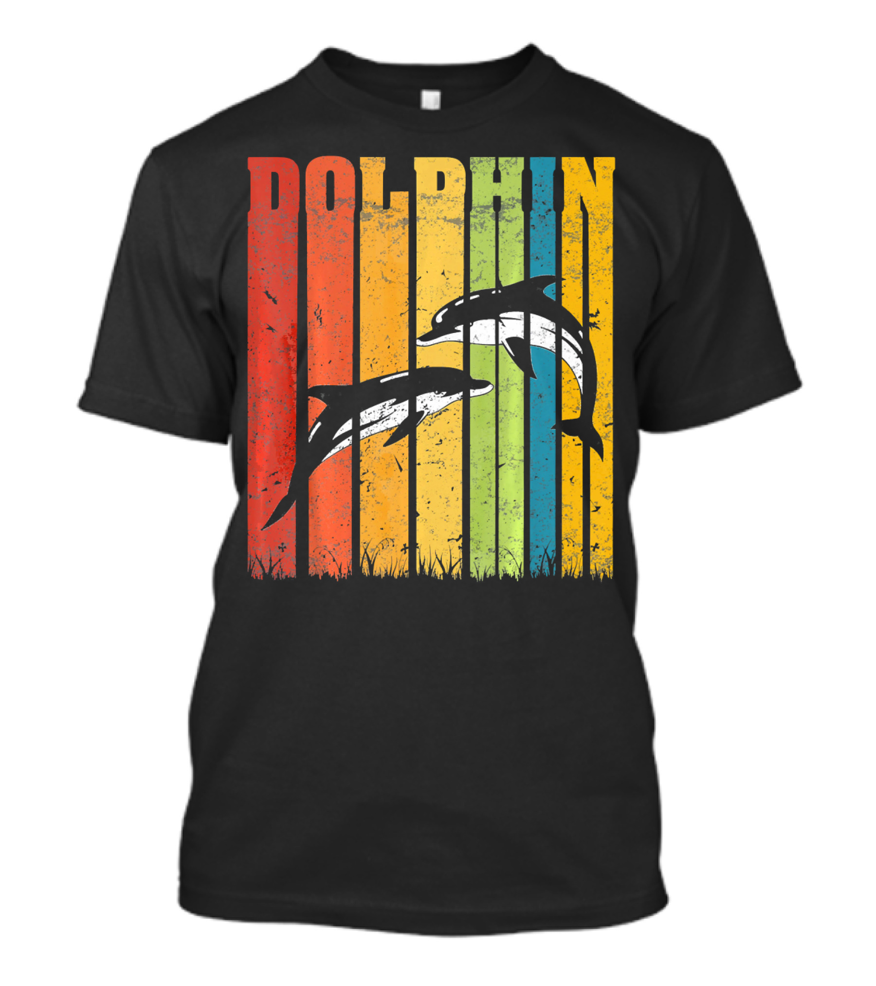 Dolphin Retro Rainbow Save The Dolphins Endange T-Shirt