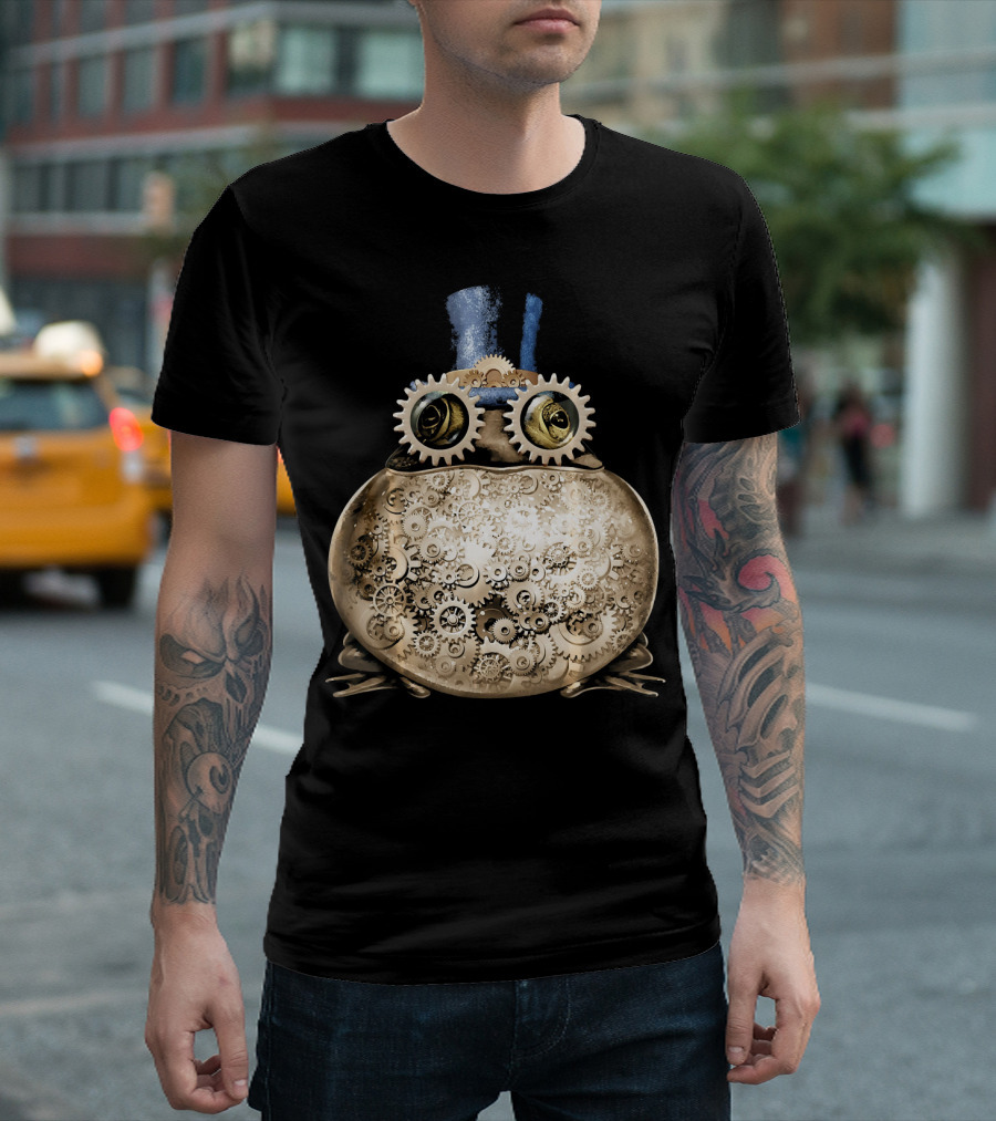 Steampunk Mechanical Gear Frog with Top Hat T-Shirt