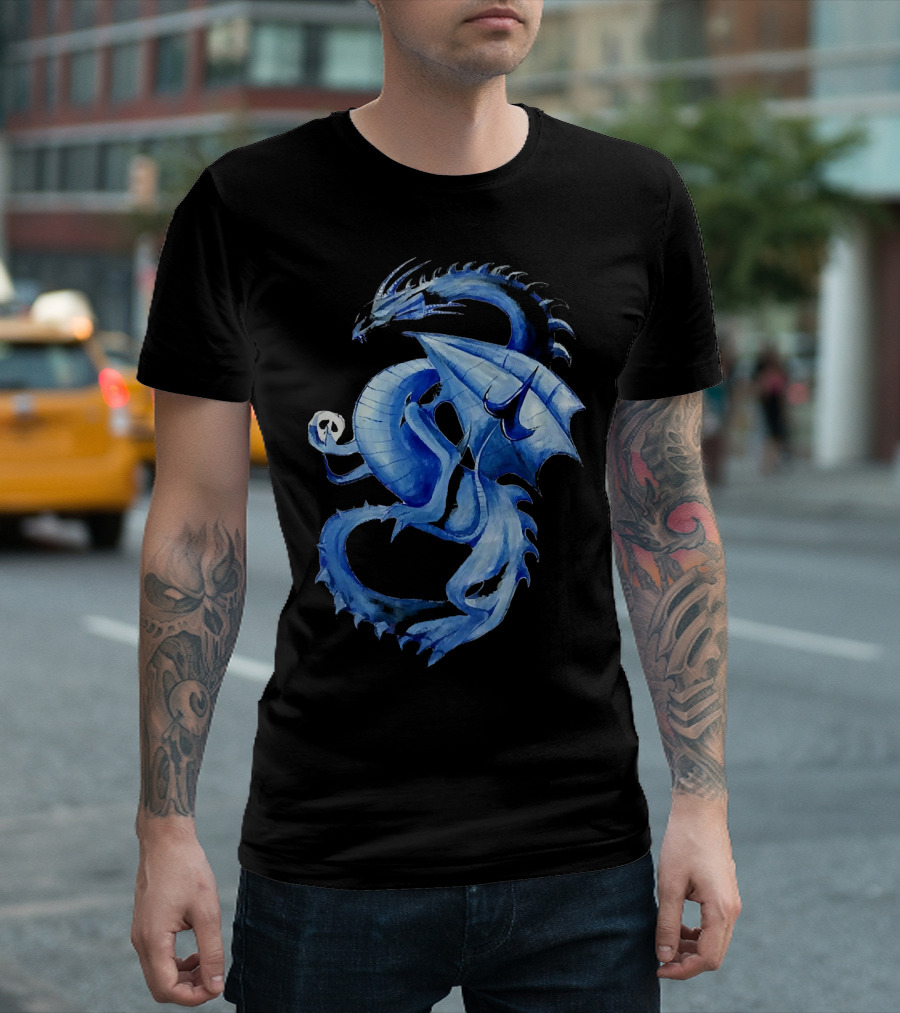 Dragon Girls Dreaming Dragon Blue Skull T-Shirt