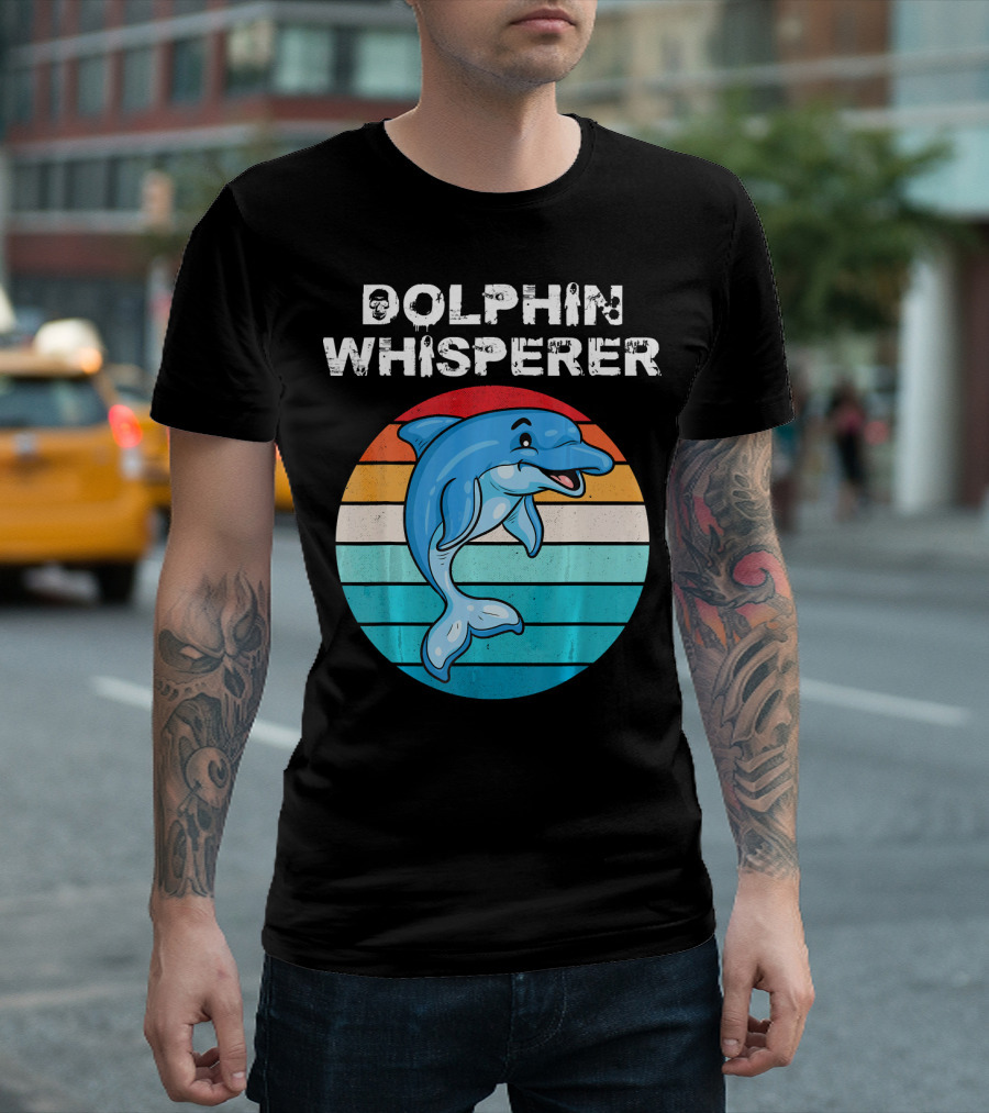 Dolphin Whisperer Retro Sunset Sea Animal Lover T-Shirt