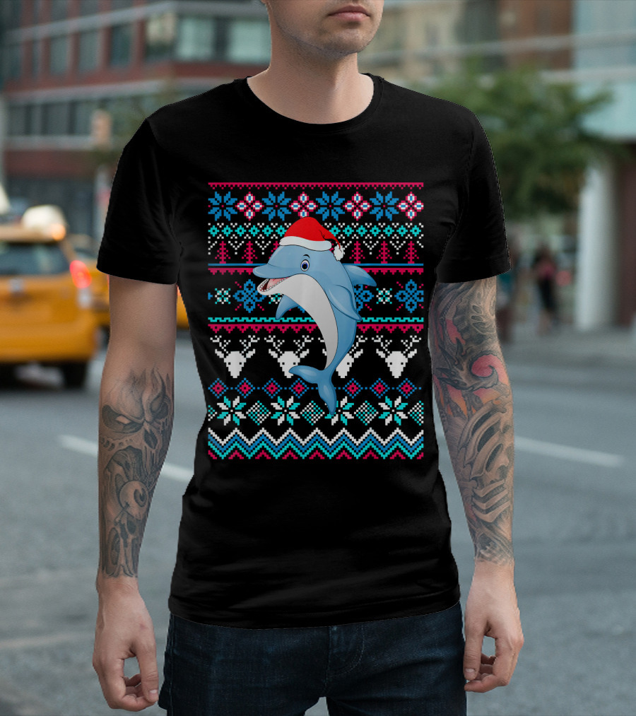 Funny Merry Christmas Dolphin Ugly T-Shirt