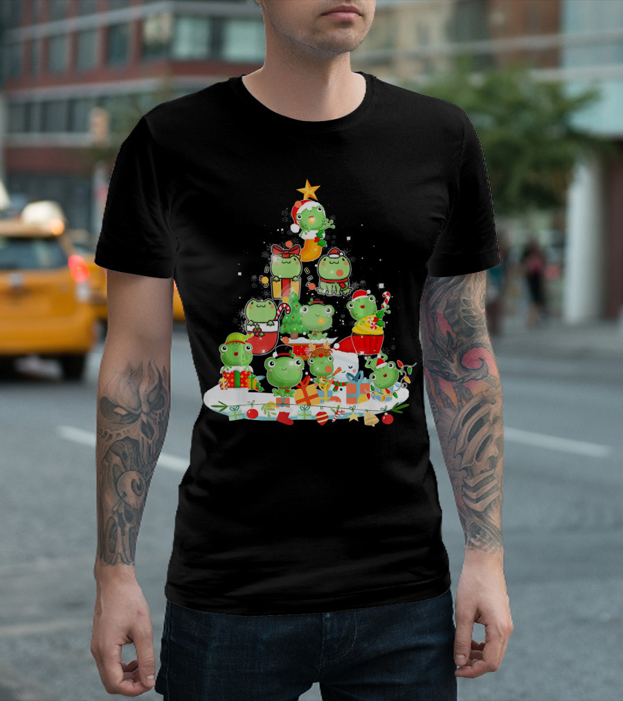 Frog Christmas Tree Funny Cute Holiday Frog Lovers T-Shirt