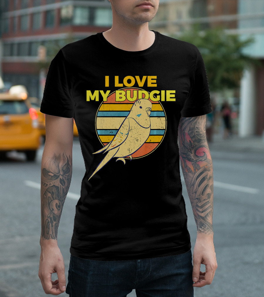 I Love My Budgie Vintage Parrot Parakeet Bird Enthusiast T-Shirt
