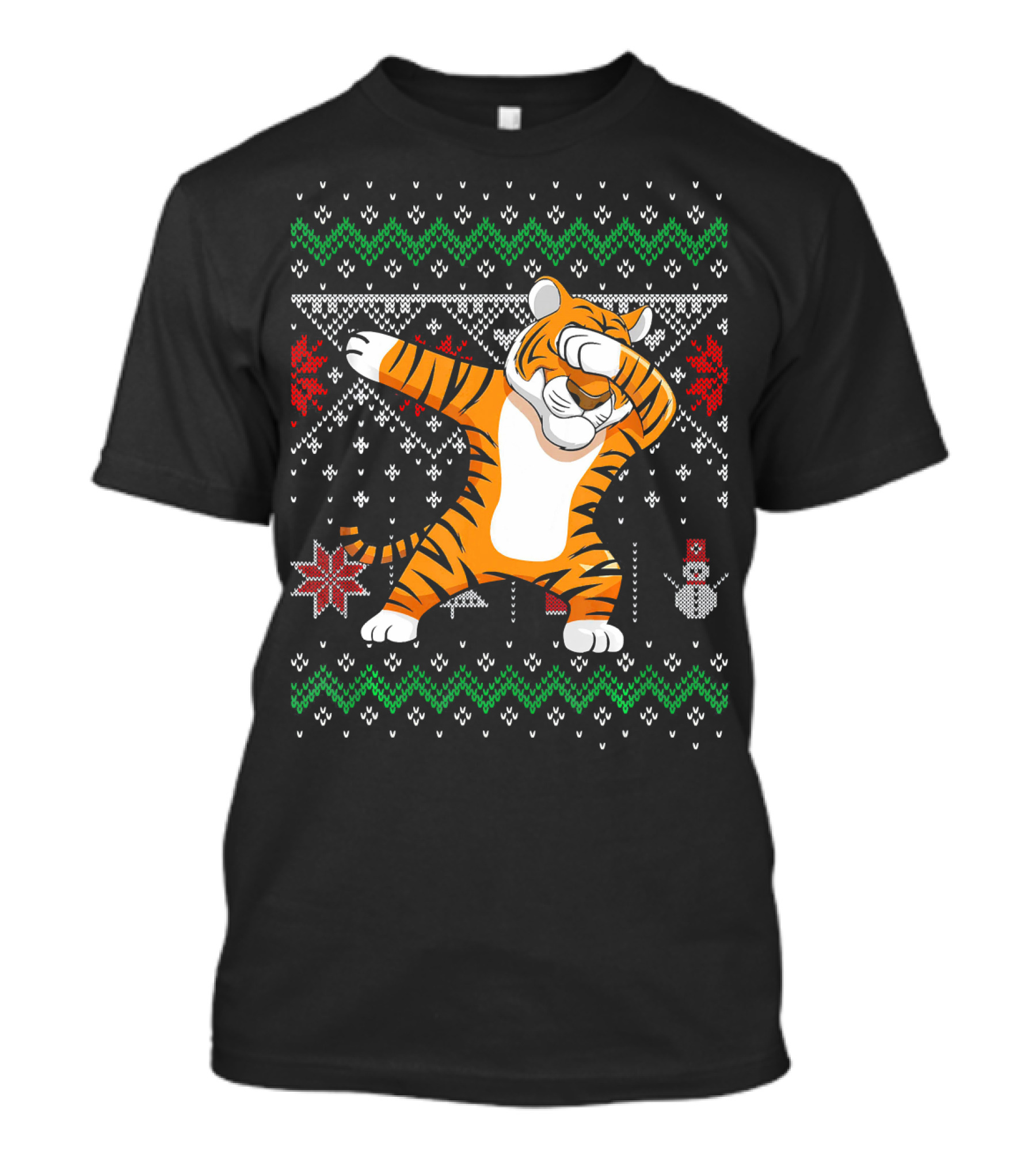 Funny Tiger Dabbing Christmas T-Shirt
