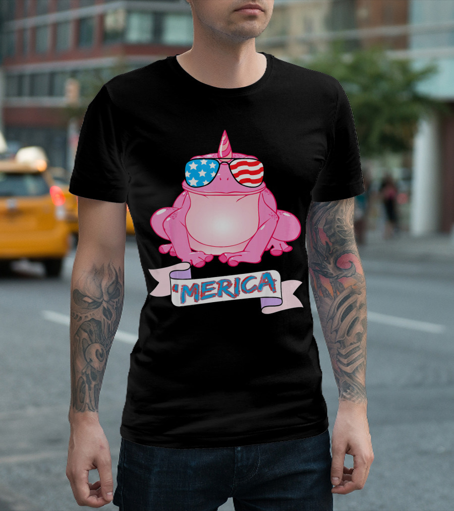 Funny Unicorn Frog 'Merica USA T-Shirt