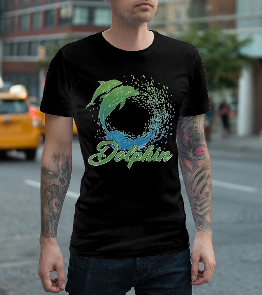 Dolphin Love Ocean Wave Splash Dolphins Harmony T-Shirt