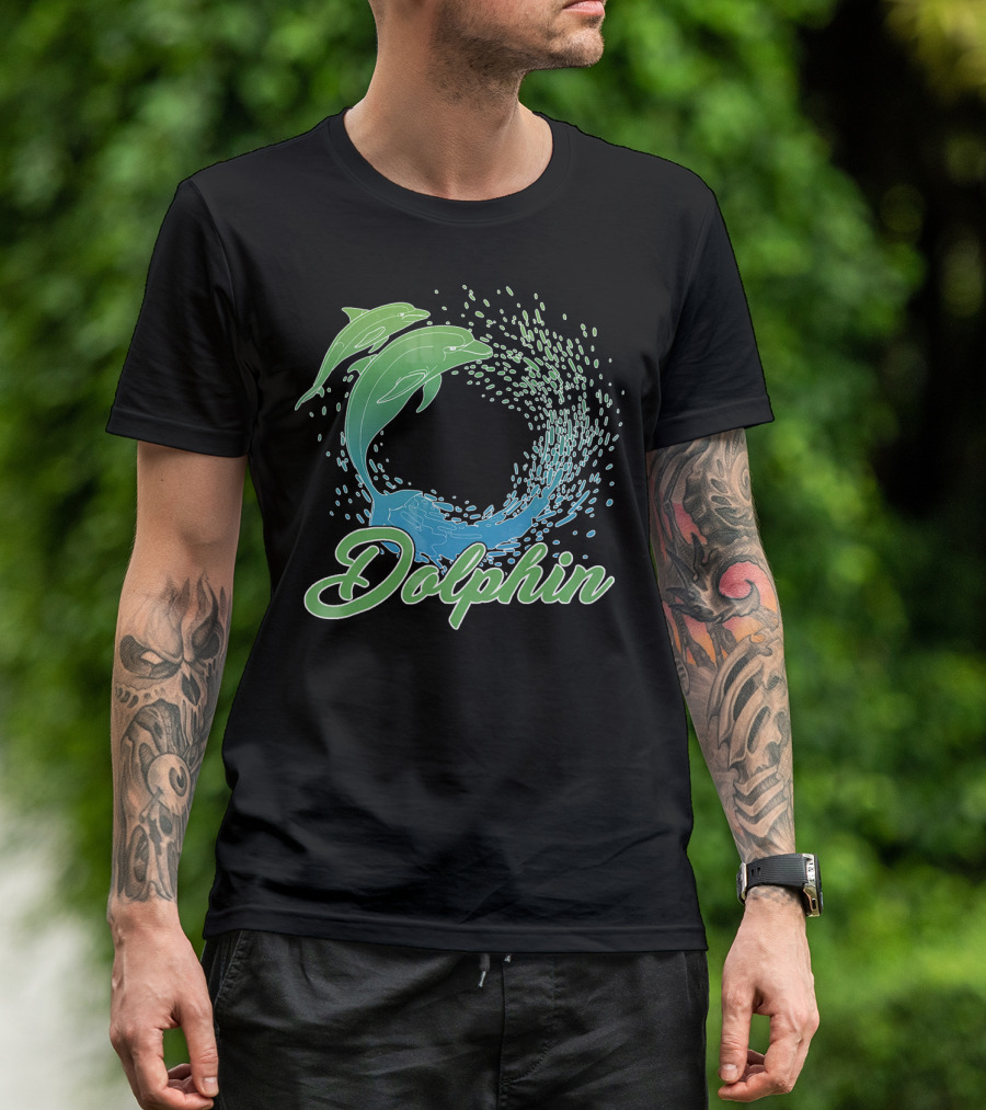 Dolphin Love Ocean Wave Splash Dolphins Harmony T-Shirt