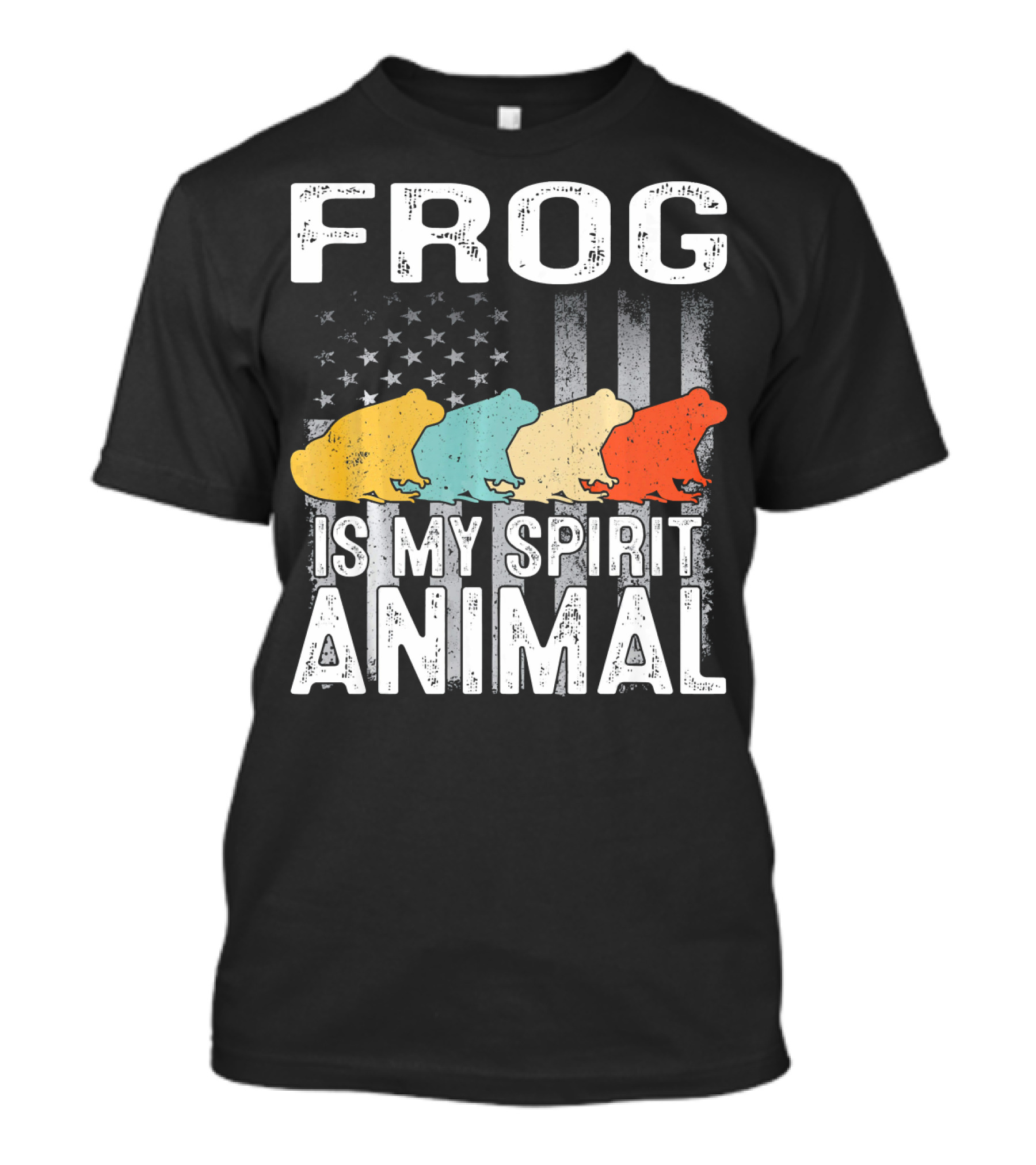 Frog Is My Spirit Animal USA Patriotic Vintage Flag T-Shirt