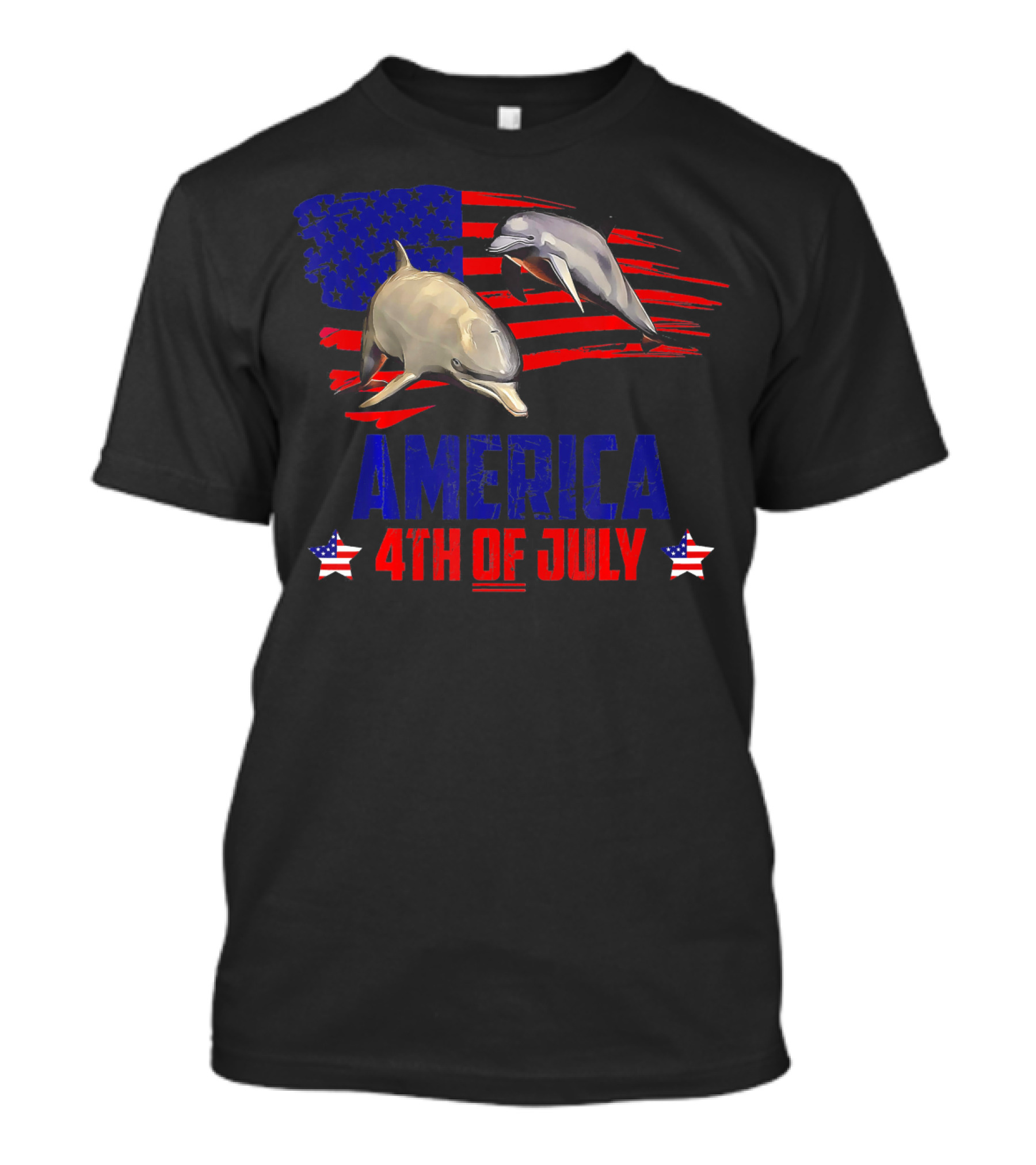 America 4th Of July Patriotic Dolphin Flag T-Shirt